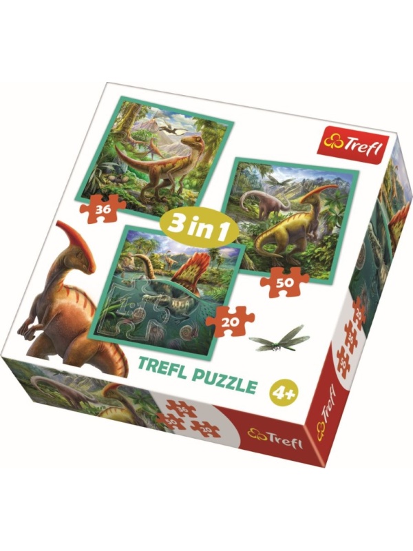 PUZZLE TREFL 3IN1 LUMEA EXTRAORDINARA A DINOZAURILOR