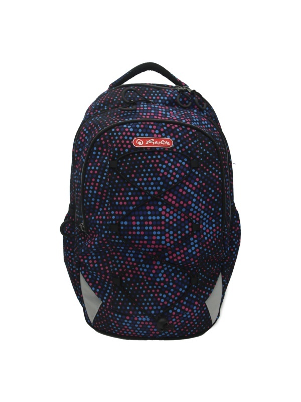 RUCSAC HERLITZ STRINGS PRO: ERGONOMIC, SPATIOS, POLIESTER RECICLAT REZISTENT LA APA, BRETELE AJUSTABILE, BANDA/FERMOARE REFLECTORIZANTE, MOTIV DOTS