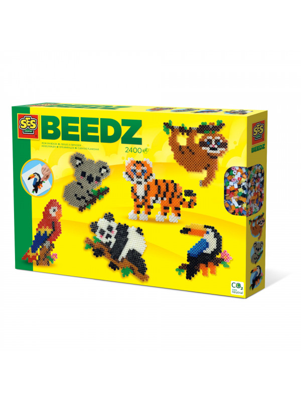 Set creativ copii - Margele de calcat cu Animale din Jungla Beedz