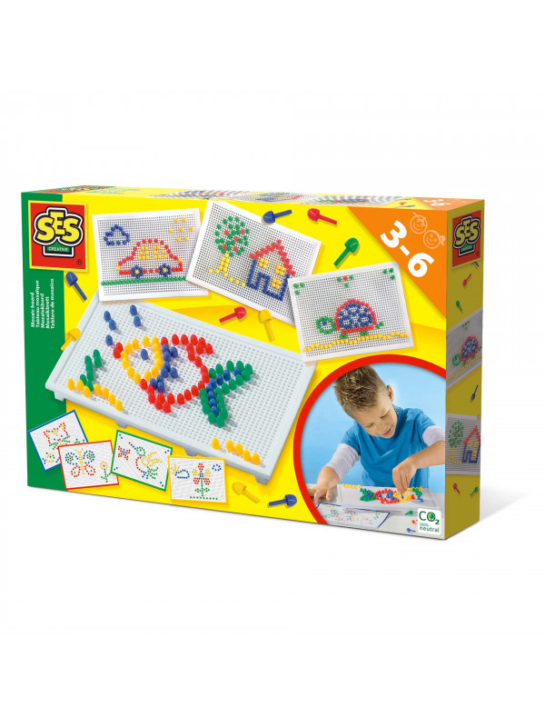 Set creativ mozaic - Tabla de jucarie mozaic cu pini colorati