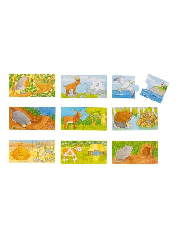 Set de 9 puzzleuri Unde locuiesc animalele?