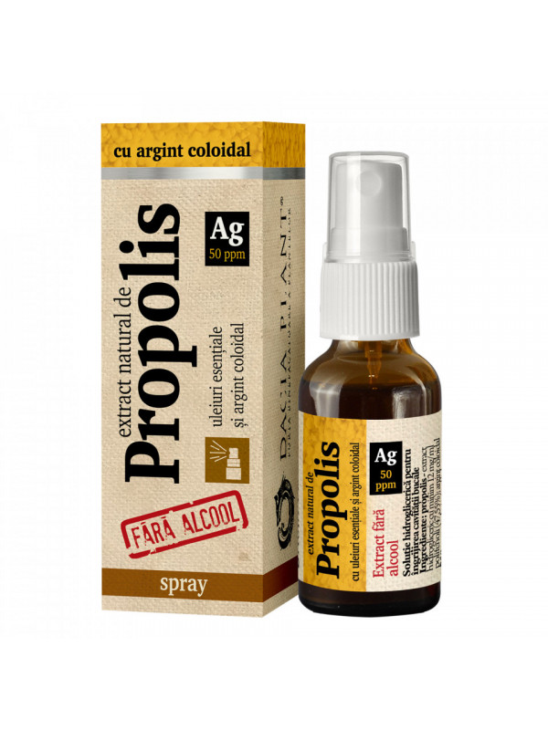 Spray de gat cu propolis (60%) si argint coloidal fara alcool 20ml dacia plant
