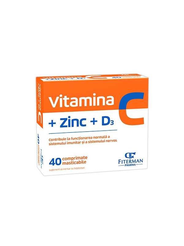 VITAMINA C + ZINC + D3 FARA ZAHAR 40CPR MAST.