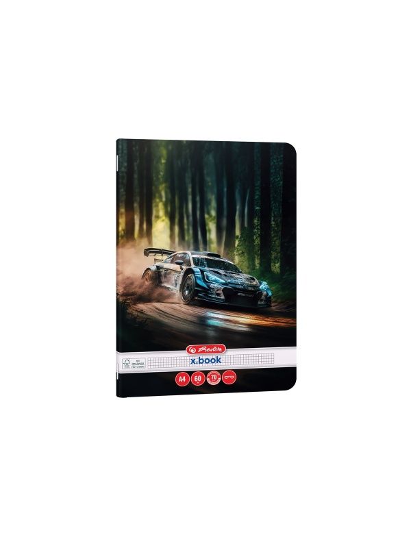 CAIET A4 60 FILE, HARTIE 70G/MP FSC MIX, PATRATELE, COLTURI ROTUNJITE, MOTIV RACE CARS