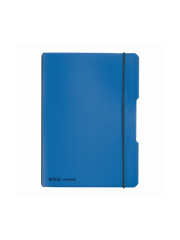 Caiet Herlitz, my.book flex, A5, 40 file, 70 g/mp dictando, coperta albastru deschis transparent, elastic negru