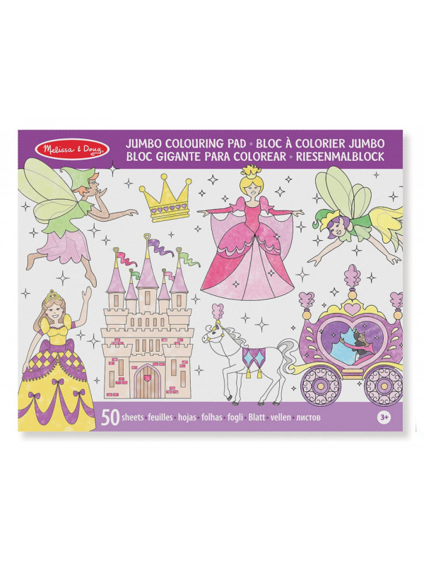 Caiet jumbo cu desene pentru colorat Printese si zane Melissa and Doug