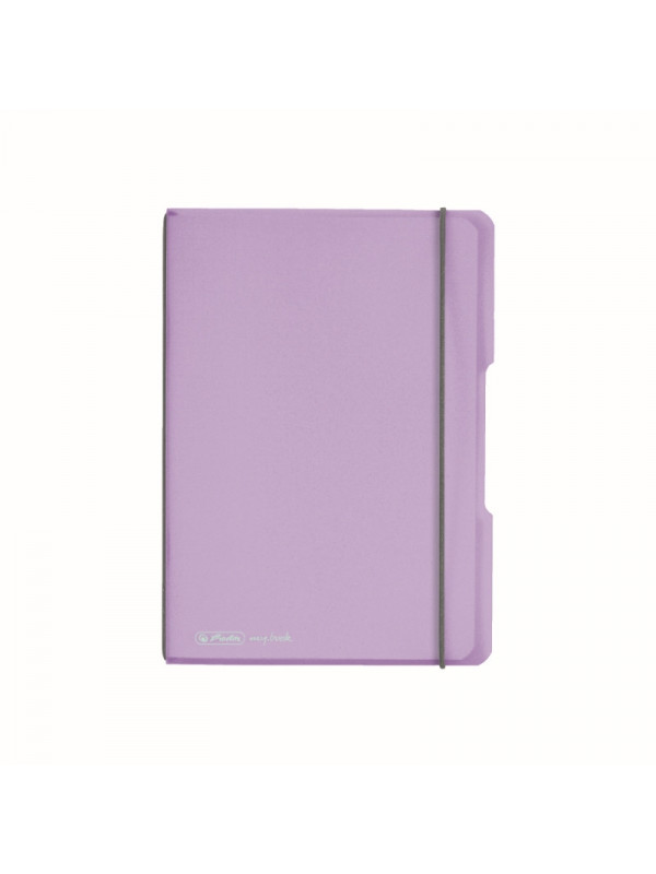 CAIET MY.BOOK FLEX A5 40F 80GR PATRATELE, COPERTA MOV TRANSPARENTA, ELASTIC GRI