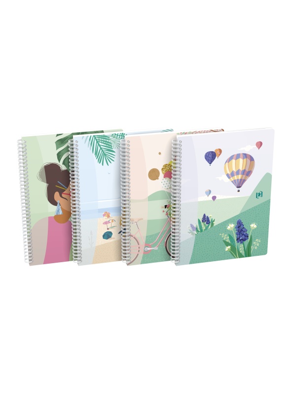 CAIET OXFORD HORIZONS, B5 60F, HARTIE OPTIK 90G/MP, SPIRA DUBLA, SCRIBZEE, ECOLABEL, COPERTA FLEXIBILA, PAGINA INFO PERSONALE, PATRATELE, MOTIVE DIVERSE
