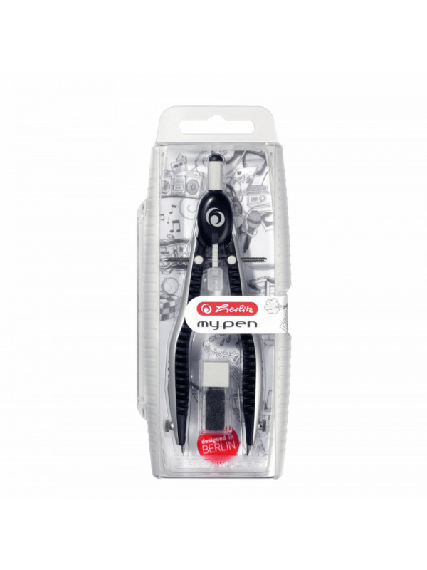 Compas Herlitz MyPen, setare rapida, negru / gri