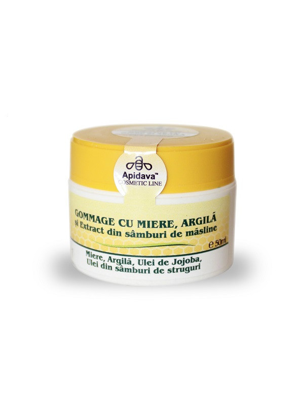 Crema gommage cu miere,argila,ul.jojoba,ul.struguri 50ml apidava