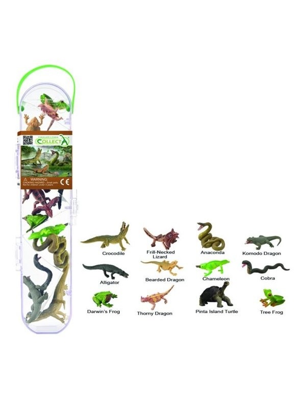 Cutie cu 12 minifigurine pictate manual Reptile si amfibieni A1194