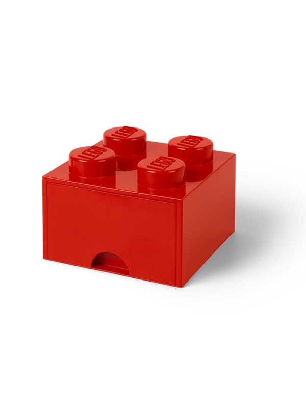 Cutie depozitare LEGO 2x2 cu sertar, rosu