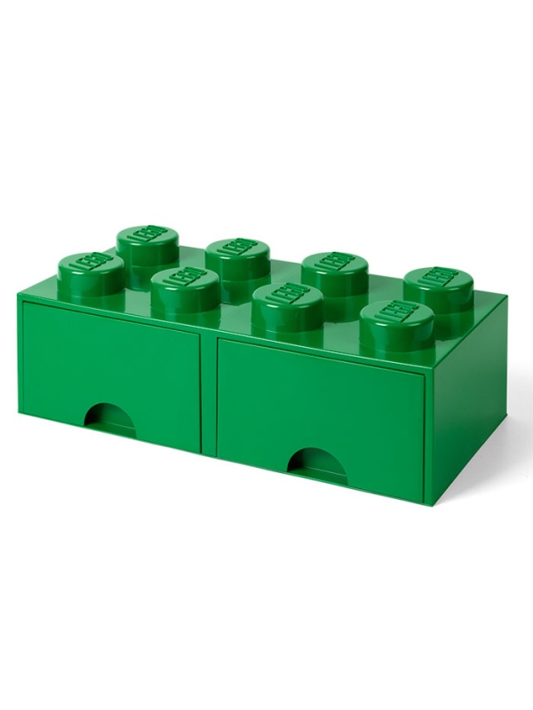 Cutie depozitare LEGO 2x4 cu sertare, verde