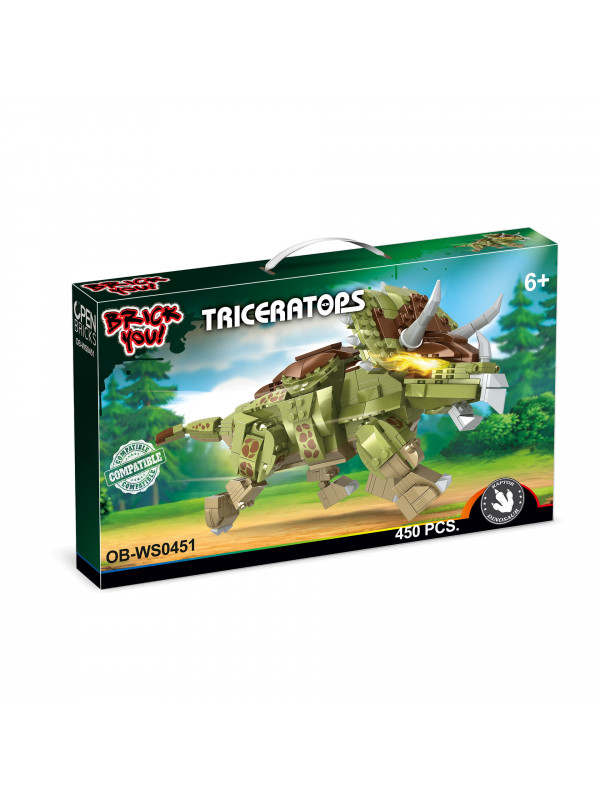 Dinozaur de jucarie - Set constructie Triceraptos (450 piese)