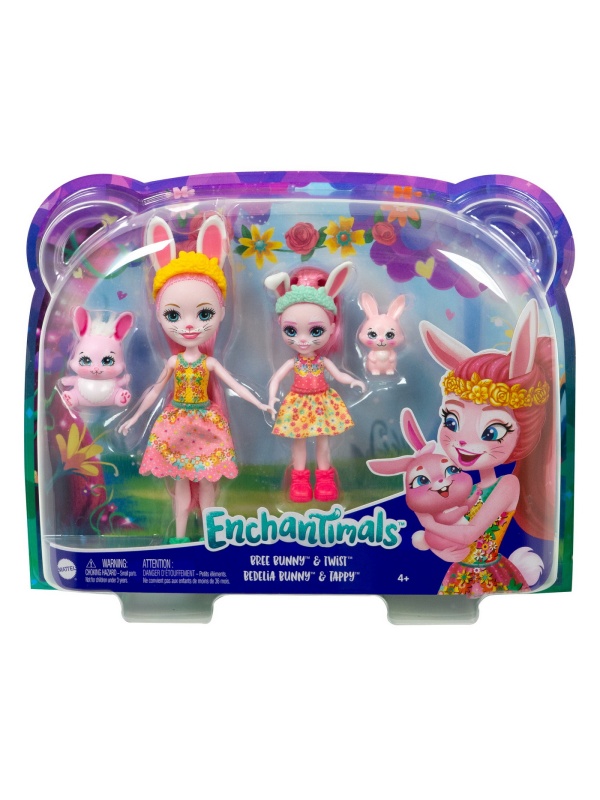 ENCHANTIMALS SET PAPUSI SURORI SI ANIMALUTELE LOR BREE BUNNY SI TWIST SI BEDELIA BUNNY SI TAPPY