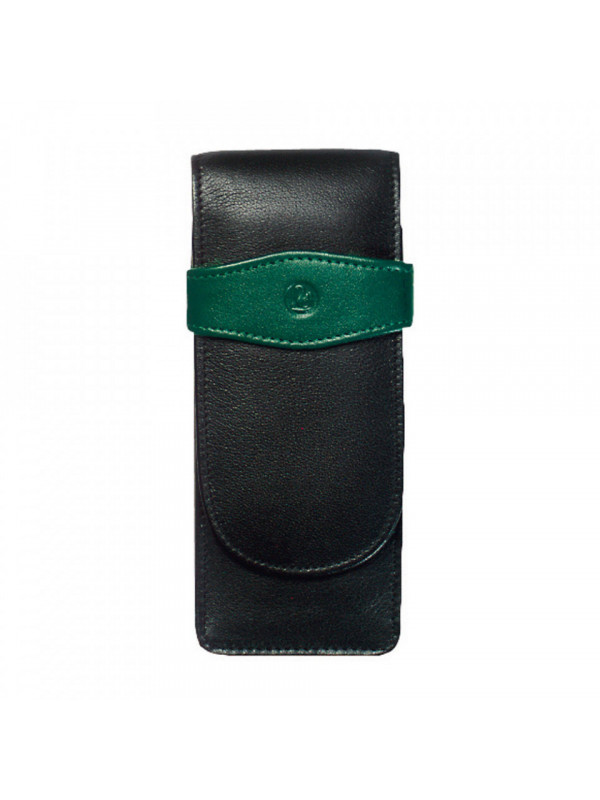 Etui de piele TG32 negru-verde, pentru 3 instrumente de scris