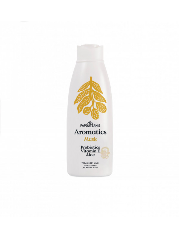 Gel de dus 100% vegan AROMATICS MUSK cu prebiotice si vit. E 650ml