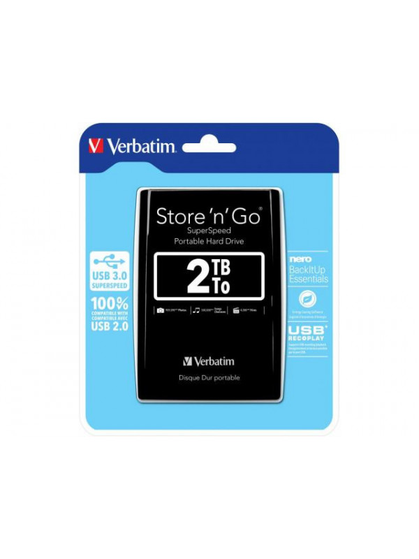 Hard Disk portabil Verbatim Store 'n' Go 2TB, USB 3.0, 2.5inch