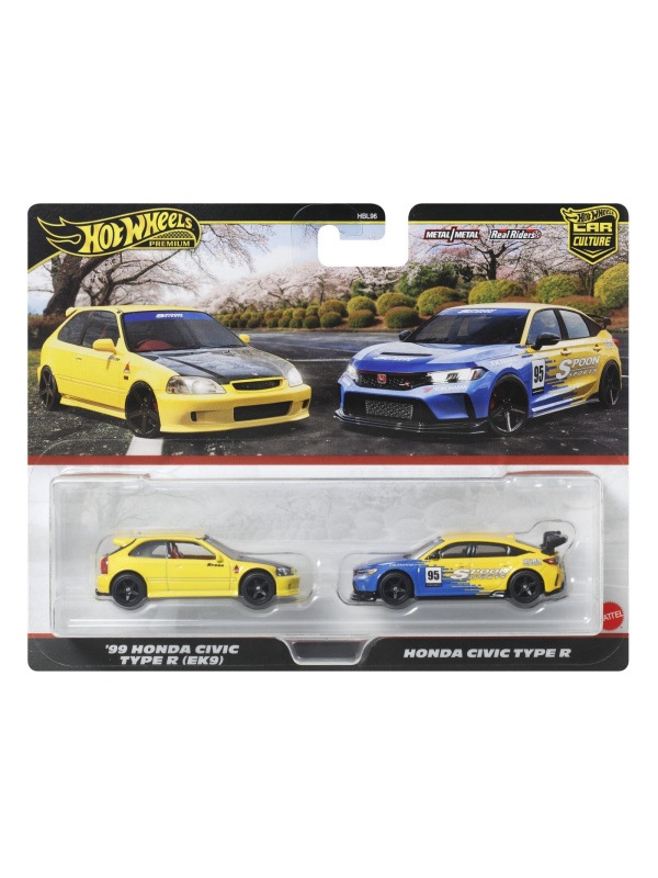 HOT WHEELS PREMIUM SET 2 MASINUTE METALICE HONDA CIVIC 99 TIP R EK9 SI HONDA CIVIC TIP R SCARA 1:64