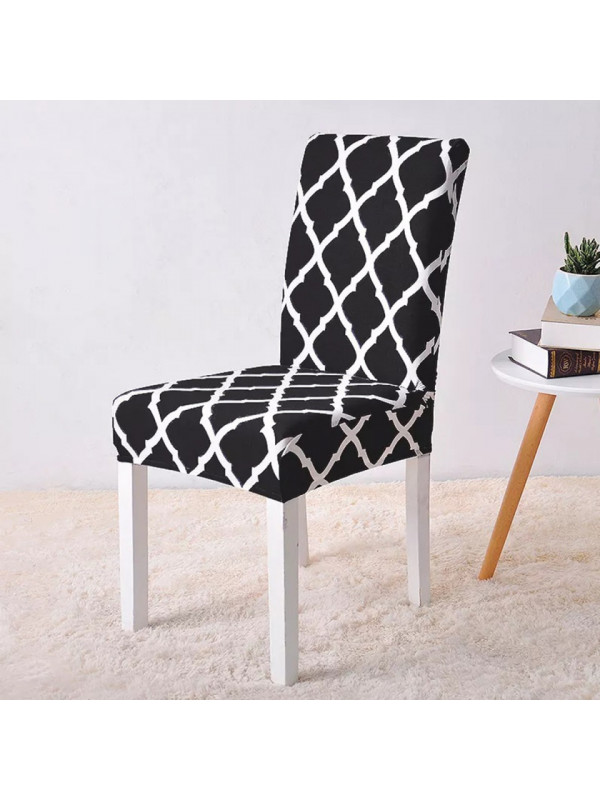 Husa universala pentru scaune clasice, model ROMB, culoare NEGRU + ALB