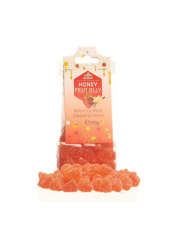 JELEURI CU MIERE,CAPSUNI & VANILIE 100g APIDAVA