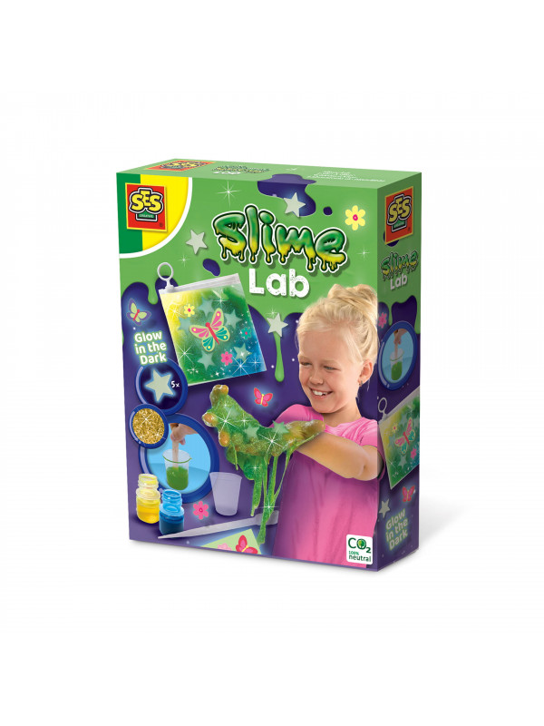 Laborator de slime fosforescent cu sclipici si forme pentru copii