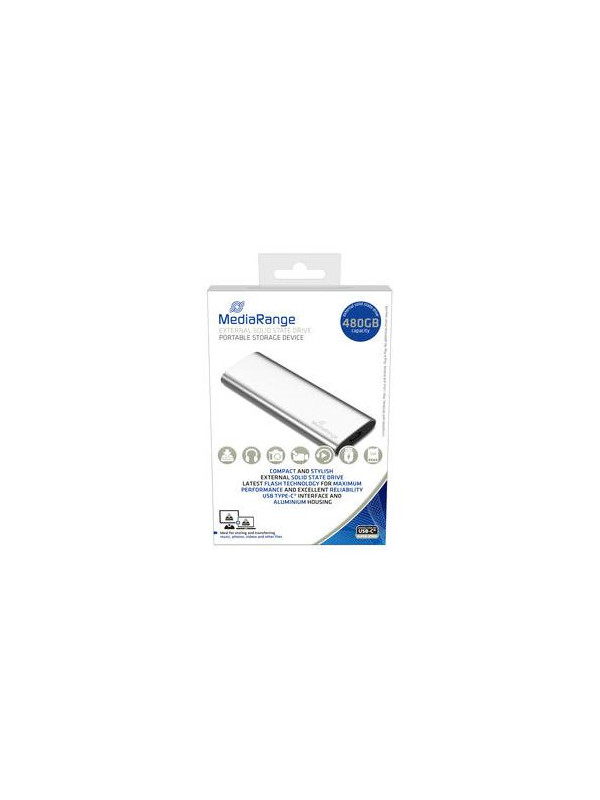 MediaRange External SSD USB Type-C , 480GB, silver