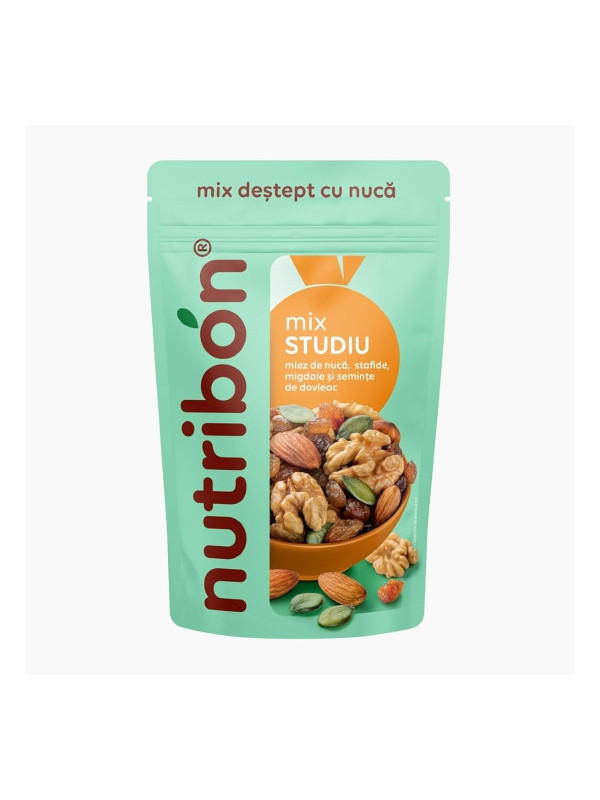 Mix studiu (miez de nuca, migdale, stafide si seminte de dovleac) 150gr transilvania nuts