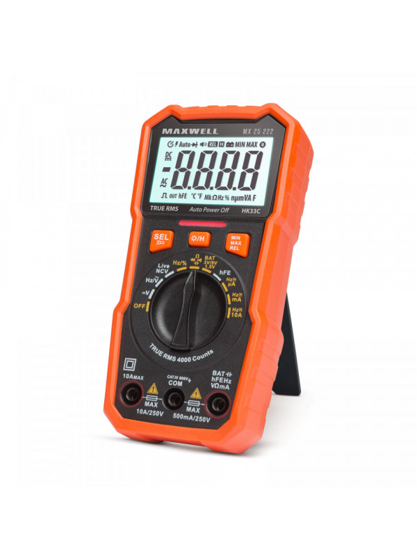 Multimetru digital Maxwell MX 25222 cu tester baterie + functie lumina de lucru