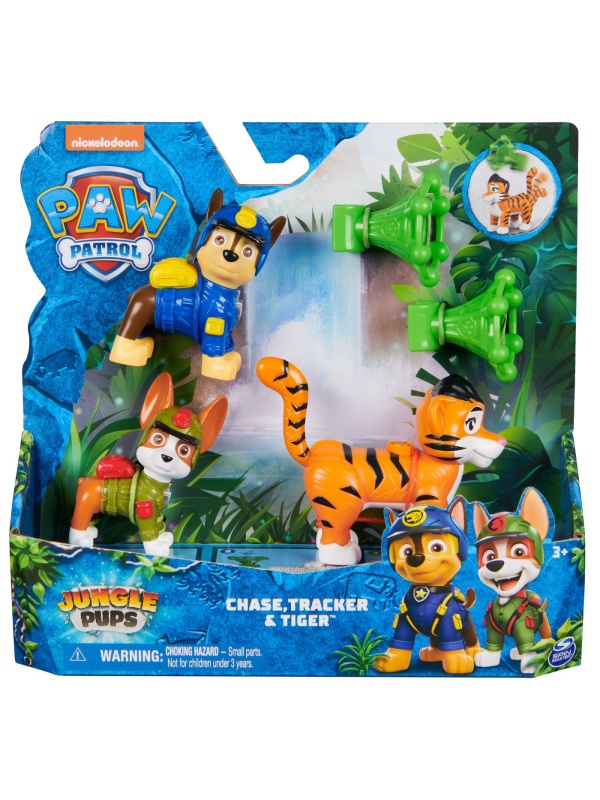 PATRULA CATELUSILOR JUNGLE PUPS SET 3 FIGURINE CHASE TRACKER SI TIGRUL