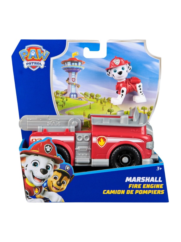 PATRULA CATELUSILOR SET VEHICUL DE BAZA MASINA DE POMPIERI SI FIGURINA MARSHALL