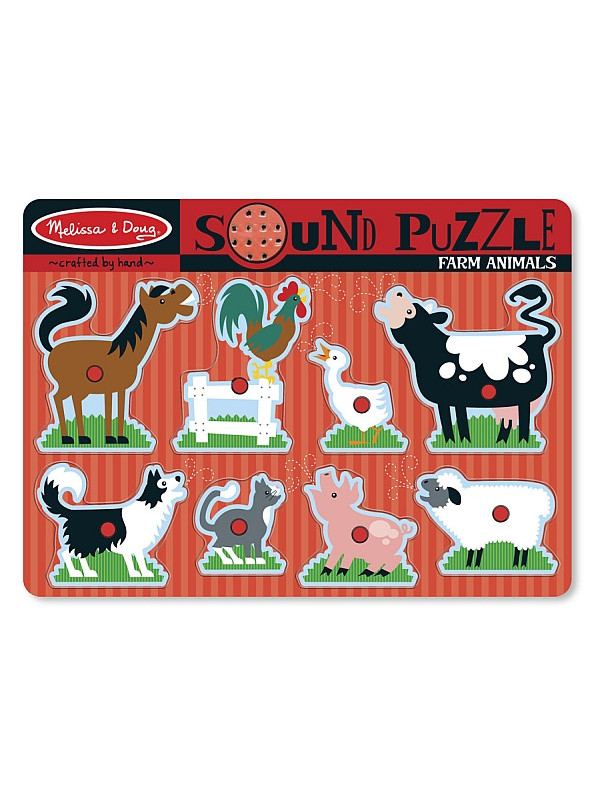 Puzzle de lemn cu sunete Animale de la Ferma Melissa and Doug