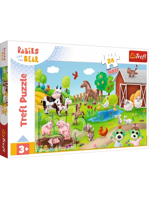 PUZZLE TREFL 24 MAXI BABIES AND THE BEAR ANIMALE LA FERMA