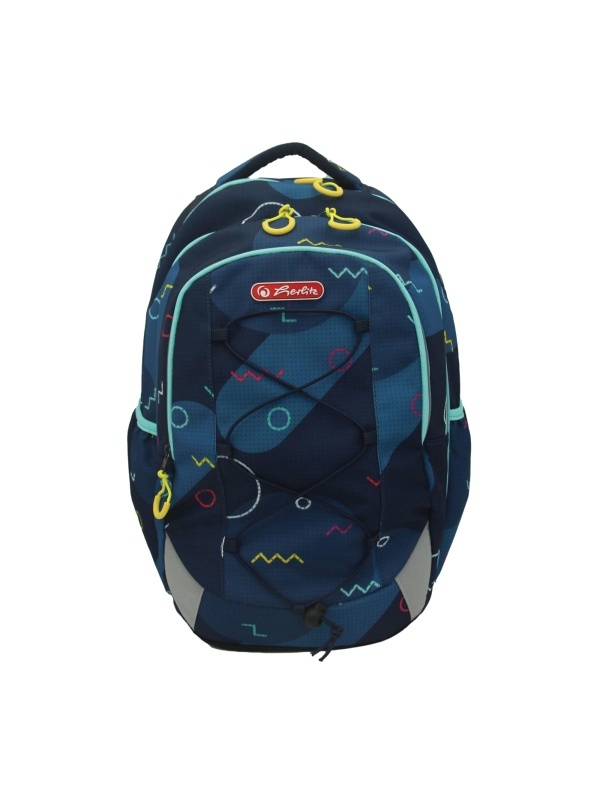 RUCSAC HERLITZ STRINGS PRO: ERGONOMIC, SPATIOS, POLIESTER RECICLAT REZISTENT LA APA, BRETELE AJUSTABILE, BANDA/FERMOARE REFLECTORIZANTE, MOTIV GEOMETRICS