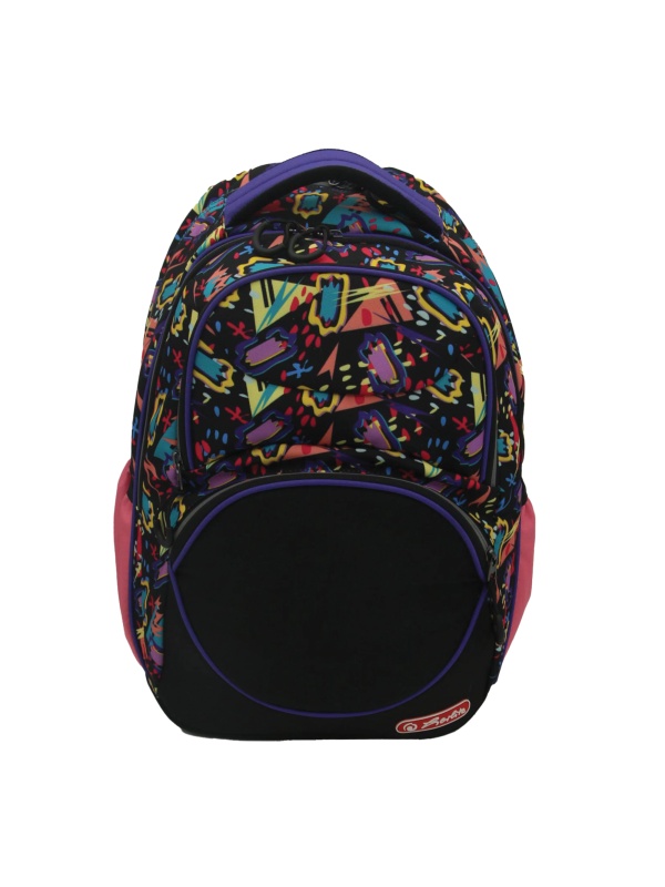 RUCSAC HERLITZ ZIPPER CUBE: ERGONOMIC, SPATIOS, POLIESTER RECICLAT REZISTENT LA APA, BRETELE AJUSTABILE, BANDA/FERMOARE REFLECTORIZANTE, MOTIV COMIC SHAPES