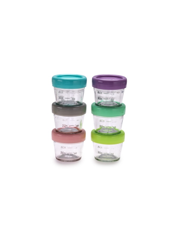 SET 6 RECIPIENTE STICLA PENTRU HRANA BEBE, MELII, 118 ML
