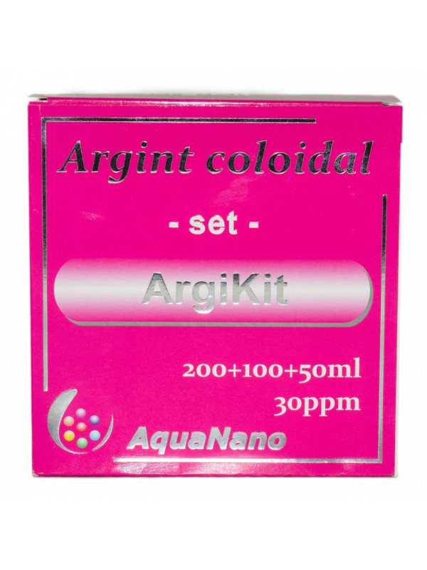SET ARGINT COLOIDAL "ARGIKIT" (forte 100ml+Argipuff 100ml+BB-puff 50ml) 30ppm AGHORAS