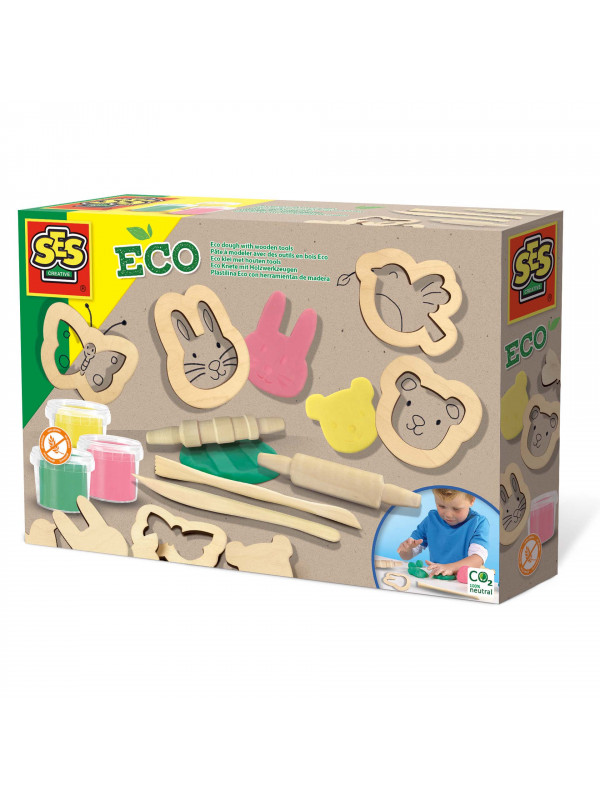 Set creativ - Plastilina eco cu unelte de lemn