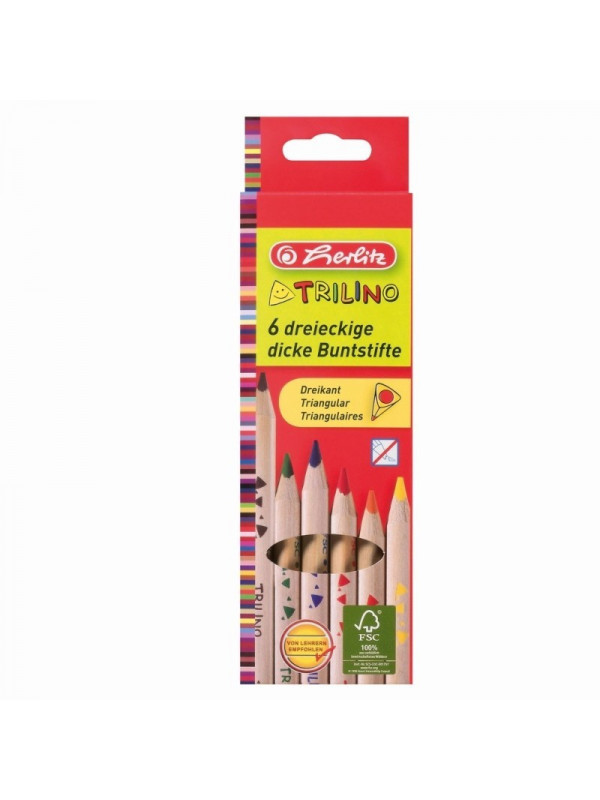 Set creioane color Herlitz Trilino, 1/1, 6 buc/set