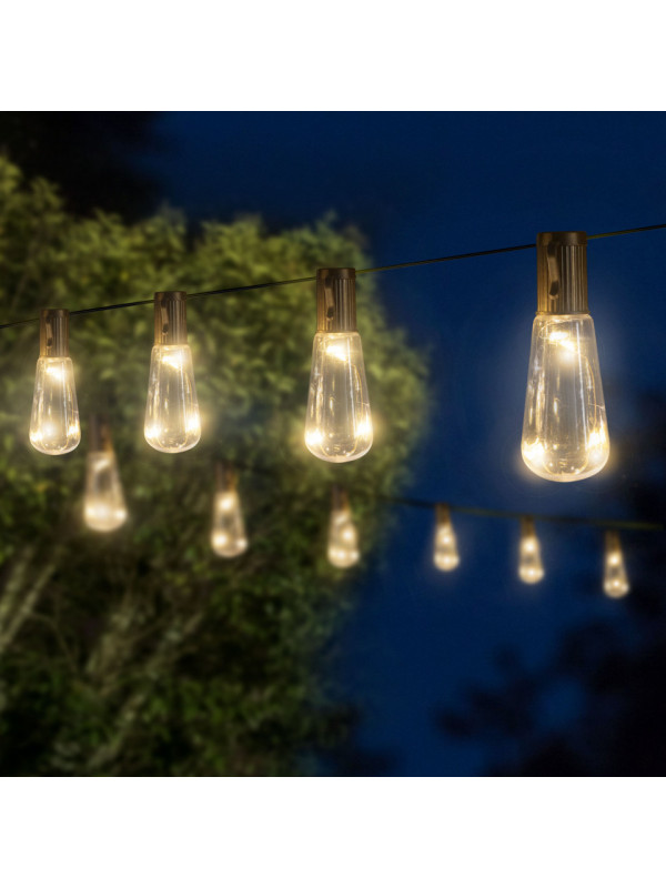Șir lumini solare cu LED - model bec - 30 LED-uri - 180 cm
