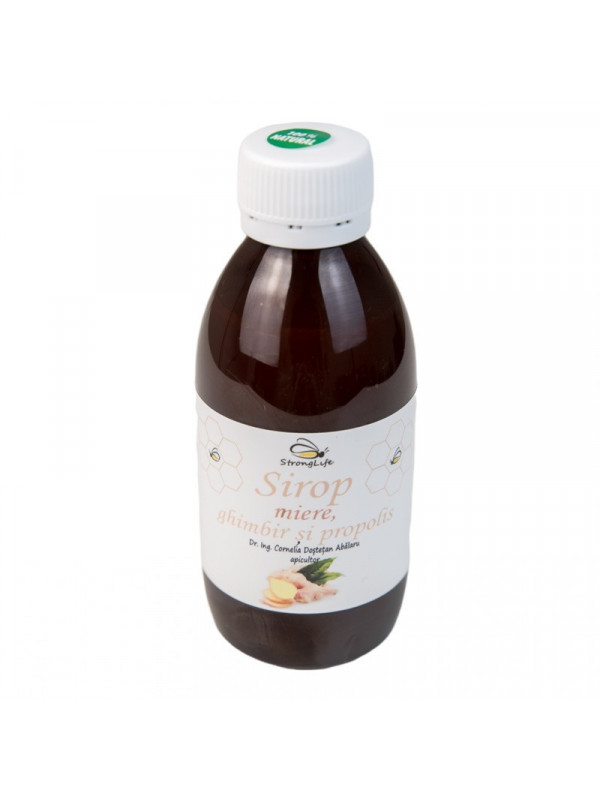 Sirop de ghimbir si propolis cu miere de albine by Dr. Ing. Cornelia Dostetan Abalaru apicultor - 200ml