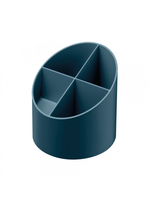 Suport rotund instrumente de scris 4 compartimente albastru petrol blue angel