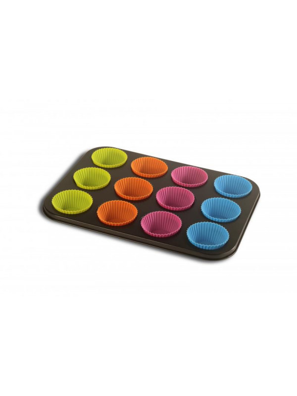 Tava 12 briose+forme silicon 35x26.5x3cm