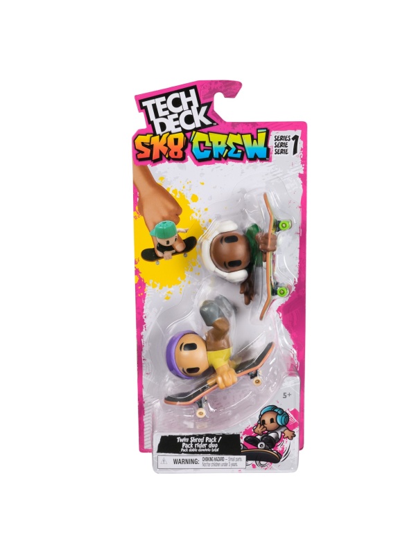 TECH DECH SK8 CREW PACHET 2 SETURI PLACA SI FIGURINA 9.6CM CASCA MOV SI CASTI ALBE
