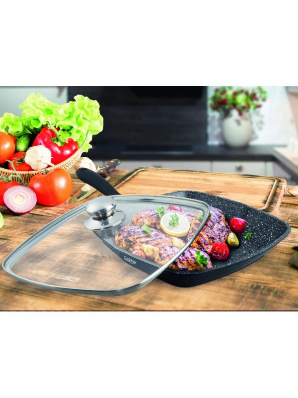 Tigaie grill al+capac 28x4.5cm,dark line
