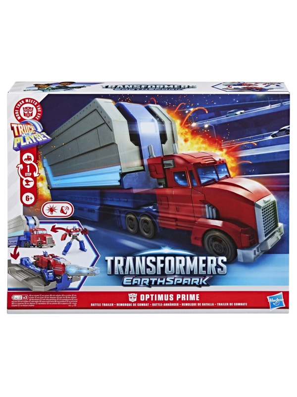 TRANSFORMERS EARTHSPARK CAMION CU REMORCA DE LUPTA OPTIMUS PRIME