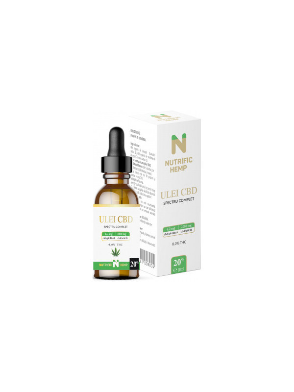 ULEI CBD 20%, SPECTRU COMPLET, 2000mg CBD/sticla 10ml NUTRIFIC