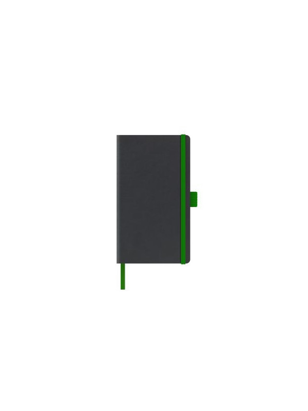AGENDA NEDATATA A5 CASTELLI, COPERTA RIGIDA NEGRU, ELASTIC VERDE, DICTANDO IVORY