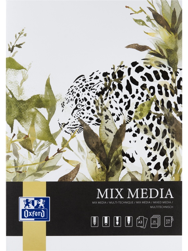 BLOC DESEN OXFORD MIX MEDIA A3, 25 FILE, HARTIE 225 G/MP, FSCÂ® MIX70%, COLECTIA ARTISTIC