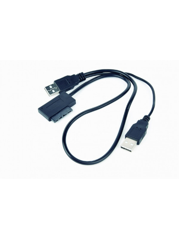 CABLU USB GEMBIRD adaptor, USB 2.0 (T) la slim S-ATA (T), 50cm, pt. SSD, DVD, cu USB suplimentar pt. extra power, negru, "A-USATA-01"